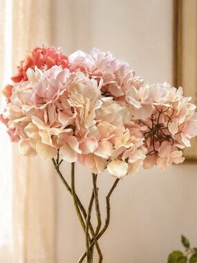 5 Real-Touch Artificial Large Hydrangea Flowers With Flexible Stems